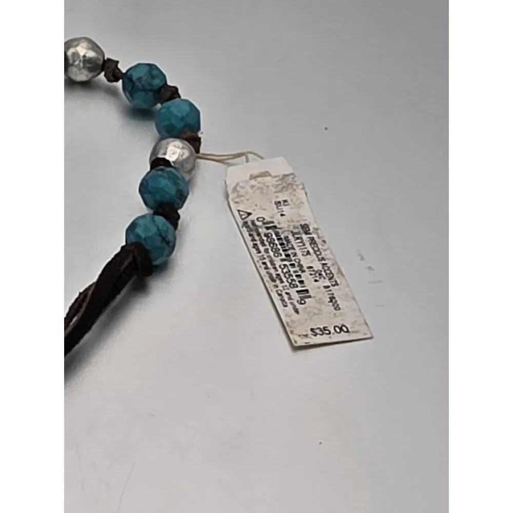 New LUCKY BRAND Bolero Bracelet or‎ Anklet Turquoise Silver Tone Suede Cord 11